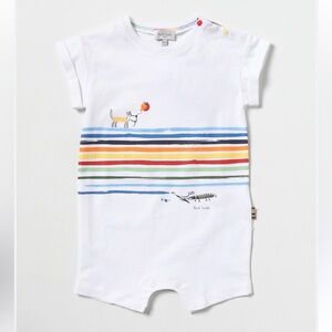 Paul Smith White Baby romper with Multicolor Trim